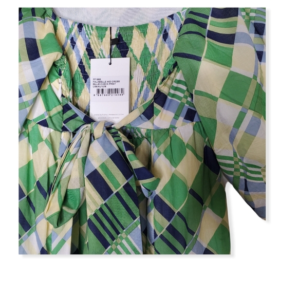FAITHFULL THE BRAND Billie Check Print Puff Sleeves Midi Dress Size 6 N… - Picture 10 of 14